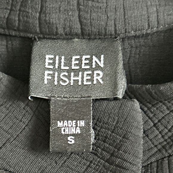 Eileen Fisher Blazer Jacket Womens Small Rayon Silk Textured Hook & Eye Black - Picture 3 of 7